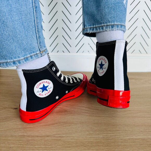❤️❤️Converse Chuck 70 Hi Comme Des Garçons Play Sz 13 Womens Shoes Black A01793C - Picture 5 of 13